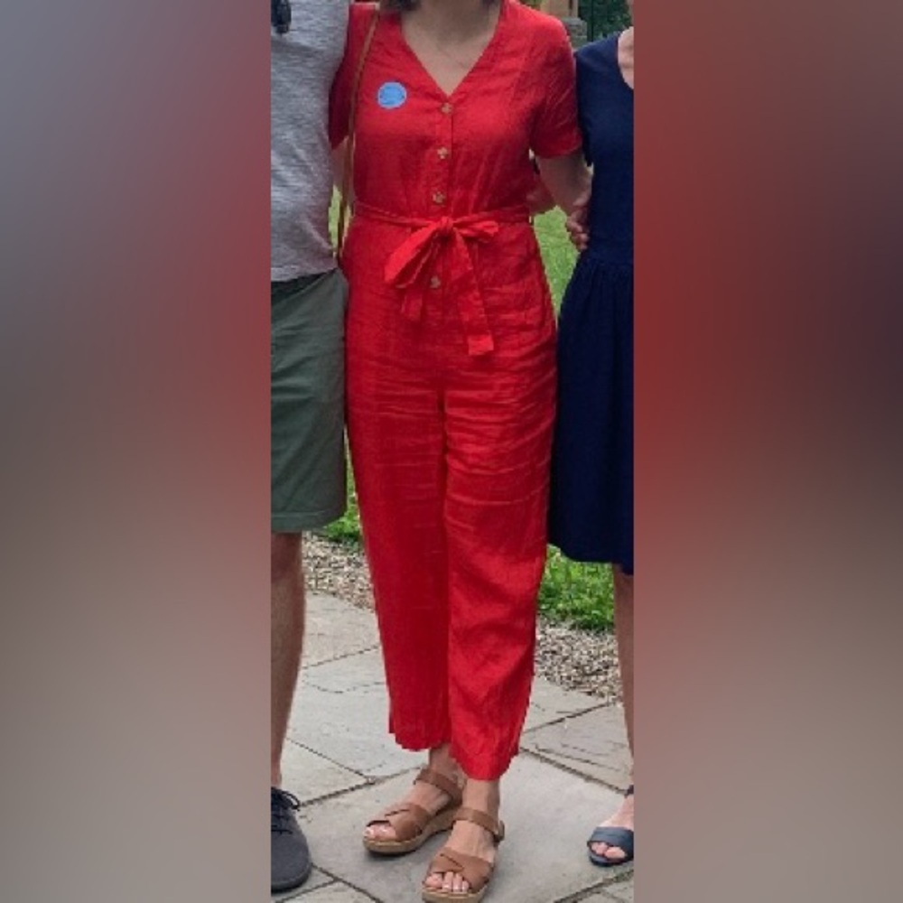 Red Linen Everlane Jumpsuit size 4